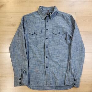 Arbor Shirt Mens Small Blue Chambray Long Sleeve Button Up Casual Workwear